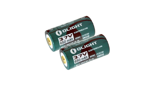Olight 163C06 650mAh 3.7V RCR123A / 16340 USB Rechargeable Li-ion Battery w/ Charging Cable