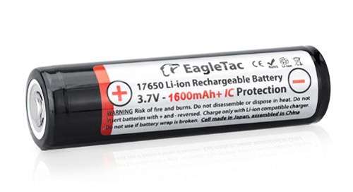 Eagletac 17650: 3.7V 1600mAh PCB Li-Ion Rechargeable Battery