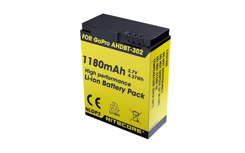 NITECORE NLG3 Battery 1180mAh 3.7V - Rechargeable for GoPro HERO3 [AHDBT-302]