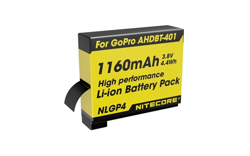 NITECORE NLGP4 Battery 1160mAh 3.8V - Rechargeable for GoPro HERO4 [AHDBT-401]