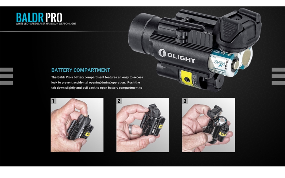 Linterna Olight Pistola Baldr Pro R 1350lum Laser Picatiny