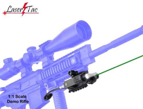 LaserTac Compact Rifle Green Laser Sight with Bright Strobe Tactical Flashlight
