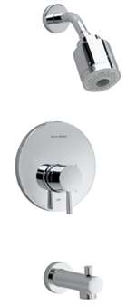 Polished Brass Tub and Shower Trim With Flowise Modern Chrome 2 GPM