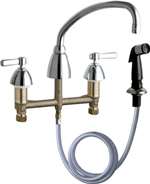 Lead Law Compliant 2 Handle Four Hole Kitchen Faucet With Spray 2.2 GPM