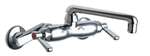 Lead Law Compliant 2 Handle Two Hole Sink Faucet Wall Mount Chrome 2.2 GPM