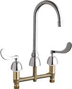 Lead Law Compliant 2 Handle Three Hole Lavatory Fitting Deck Mount Chrome 2.2 GPM