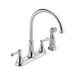 Lead Law Compliant 2 Handle Kitchen Faucet With Spray Polished Chrome 1.8 GPM