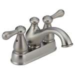 Lead Law Compliant 1.5 GPM 2 Handle Center Set Three Hole Lavatory Pop Up Brushed Stainless Steel