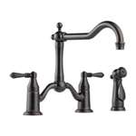 Lead Law Compliant 1.8 GPM 2 Lever Three Hole Kitchen Faucet Venetian Bronze