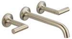 Lead Law Compliant 2 Handle Wall Mount Lavatory Faucet Brushed Nickel 1.5 GPM