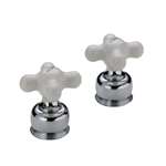 Small Cross Porcelain Pair Handle Polished Chrome