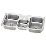 43 X 22 Three Hole 3 Bowl Sink Celebrity Stainless Steel