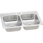 33 X 22 One Hole Double Bowl Stainless Steel Sink Celebrity