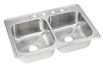 43 X 22 Four Hole Double Bowl Sink Celebrity Stainless Steel