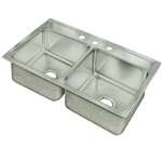 33 X 22 Three Hole Double Bowl Deep Stainless Steel Sink Lustertone