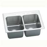 33 X 22 Three Hole Double Bowl Deep Sink Lustertone Stainless Steel