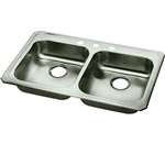 33 X 21 Three Hole Double Bowl Stainless Steel Sink *CELEBR
