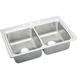 33 X 22 Three Hole Double Bowl ADA Sink Stainless Steel