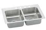 33 X 19 Four Hole Double Bowl Stainless Steel Sink Pacemaker