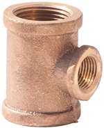 Lead Law Compliant 1/2 X 1/2 X 3/4 Brass Reducer Tee