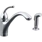 Lead Law Compliant 1 Handle Lever Kitchen Faucet With Spray Polished Chrome