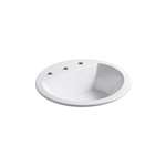 18-7/8 Round Self-Rimming Lavatory 8 Center Set *bryant White