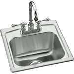 15 X 15 Two Hole 1 Bowl Self-Rimming Bar Sink Toccata Stainless Steel