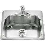 25 X 22 Three Hole 1 Bowl Self-Rimming Sink Staccato Stainless Steel