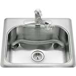 25 X 22 Four Hole 1 Bowl Self-Rimming Sink Staccato Stainless Steel