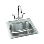 20 X 20 One Hole 1 Bowl Self-Rimming Entertainment Sink Staccato Stainless Steel