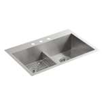 33 X 22 2 Elongated Bowl Three Hole Kitchen Sink *vault Stainless Steel