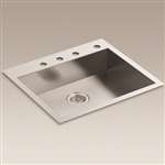 22 X 22 Four Hole 1 Bowl Dual Mount Kitchen Sink Stainless Steel