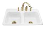 33 X 22 Four Hole Cast Iron Self-Rimming Sink Delafield White