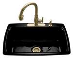 33 X 22 Three Hole 1 Bowl Cast Iron Sink *capedo Black