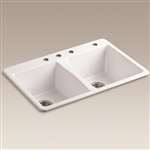 33 X 22 Three Hole 2 Elongated Bowl Self-Rimming Double Deerfield Black
