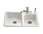 33 X 22 Three Hole Self-Rimming Cast Iron Sink Efficiency White
