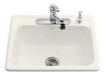25 X 22 Three Hole Cast Iron Sink Mayfield Biscuit