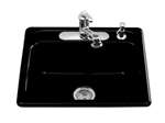 Black 25 X 22 Mayfield Four Hole Cast Iron Sink
