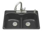33 X 22 4 Self-Rimming Kitchen Sink Langlade Black