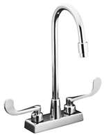 Lead Law Compliant 2 Handle Lever Lavatory Faucet Goosnck Chrome