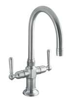 Lead Law Compliant Hirise Stainless Steel 2 Handle Bar Sink Faucet