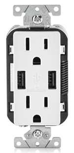 15 AMP USB CRGR TP Receptacle Ivory