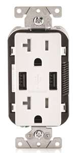 20 AMP USB CRGR TP Receptacle Black