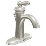 Lead Law Compliant 1 Handle Lever One Hole Lavatory Faucet Brushed Nickel 1.5 GPM