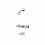 3 Handle Metal Non Diverter Tub and Shower Faucet With Valve Polished Chrome