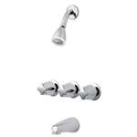 3 Handle Metal Non Diverter Tub and Shower Faucet With Valve Polished Chrome