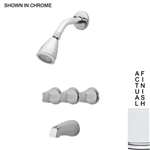 3 Handle Metal Tub and Shower With Valve Non Diverter Faucet Polished Chrome