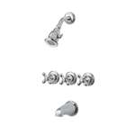 3 Handle Tub and Shower Trim Brass Cross *pfirst Polished Chrome