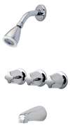 3 Handle Metal Non Diverter Three Hole 8 Tub and Shower Faucet Polished Chrome