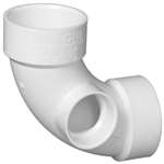3 X 3 X 2 PVC DWV Long Sweep Side INL 90 Elbow